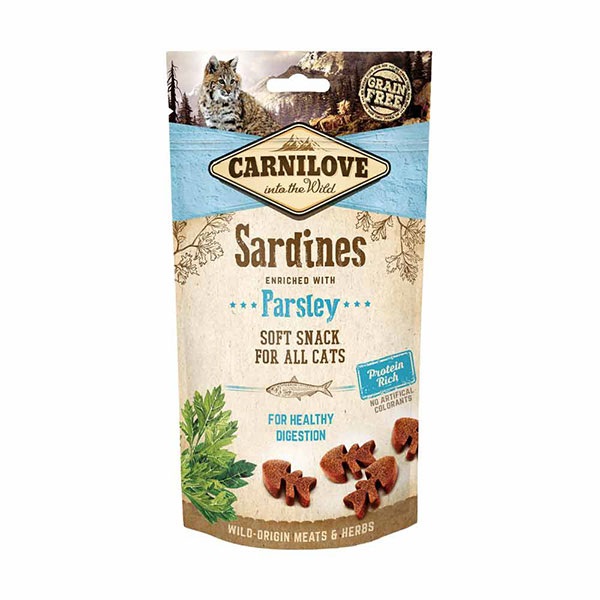 Carnilove Snack Semiumido con Sardine e Prezzemolo per Gatti - 50 g, Grain-free e senza coloranti