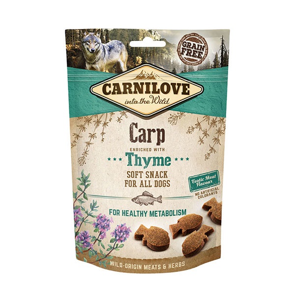 Carnilove Snack Semiumido per Cani - Carpa e Timo 200 g | Snack Morbido, Grain Free, Senza Coloranti e Zuccheri Aggiunti
