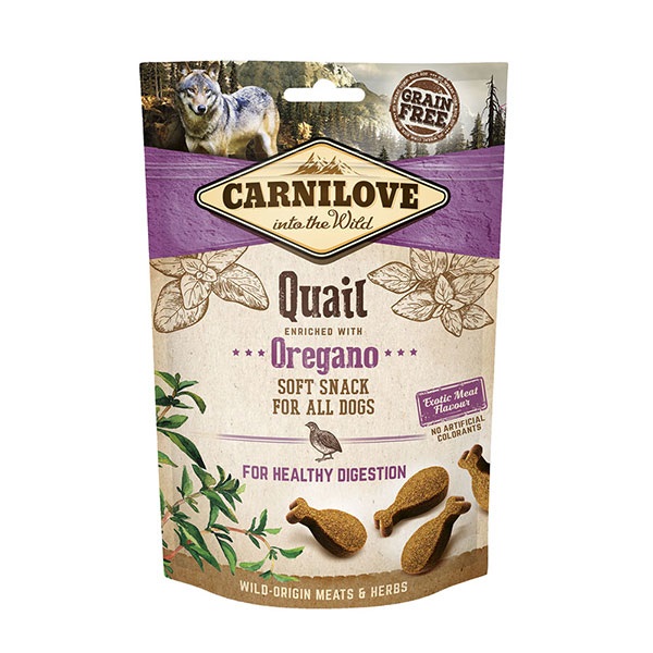 Carnilove Snack Semiumido per Cani con Quaglia e Origano - 200 g, Ipoallergenico e Senza Cereali