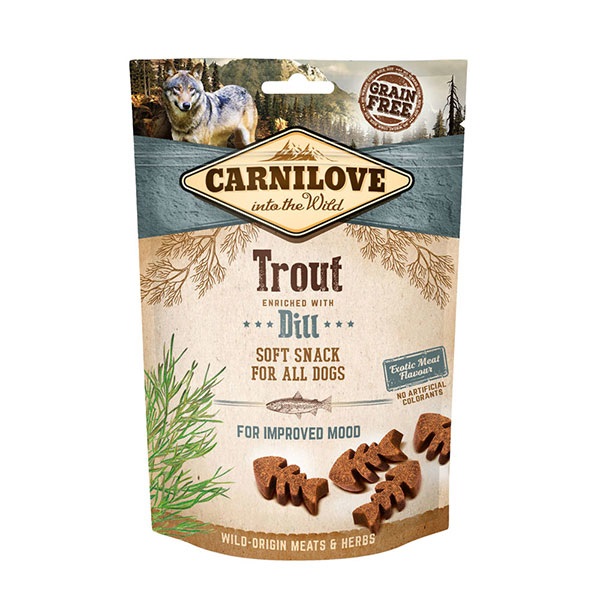 Carnilove Snack Semiumido per Cani con Trota e Aneto - 200 g, Morbido e Ipoallergenico, Senza Cereali