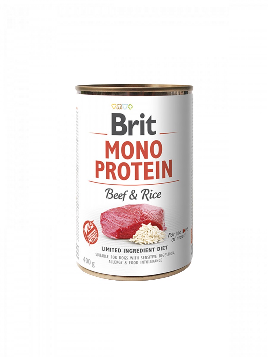 BRIT CARE Cane Monoprotein Manzo e Riso 400 gr - Alimento Completo per Cani con Sensibilità Alimentari