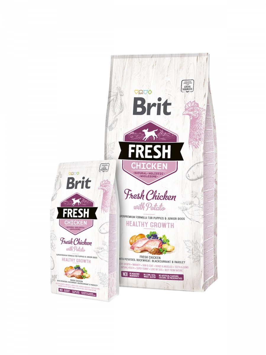 Brit Fresh Puppy Cibo Secco per Cani Cuccioli - Pollo Fresco e Patate - 12 kg