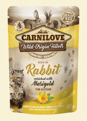 Carnilove Cibo Umido per Gattini con Coniglio e Calendula - 85 g, Senza Cereali, Alta Percentuale di Carne