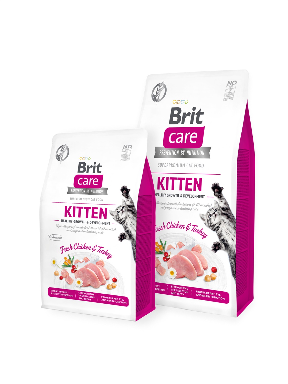 Brit Care Cat Grain-Free Kitten 2 kg - Cibo Secco Ipoallergenico per Gattini con Pollo Fresco e Tacchino, Senza Cereali, per Crescita e Sviluppo Sano