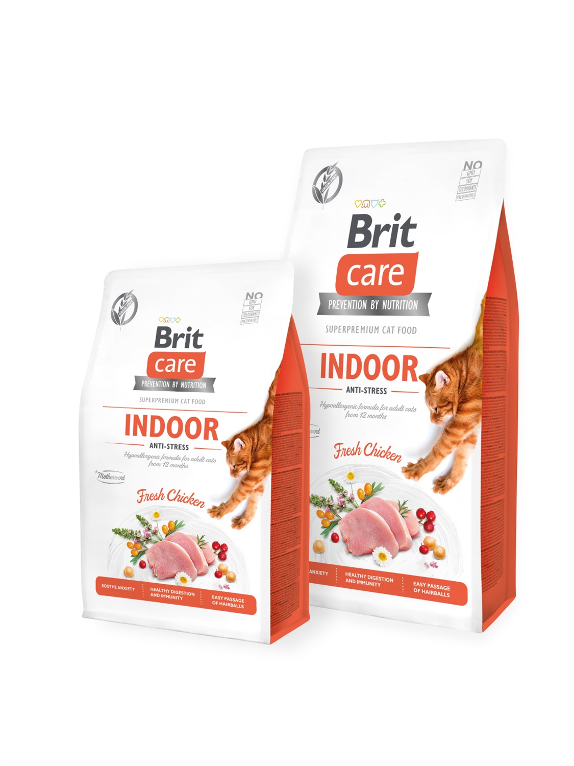 Brit Care Cat Grain-Free Indoor Anti-Stress Cibo Secco per Gatti 2 kg con Pollo Fresco
