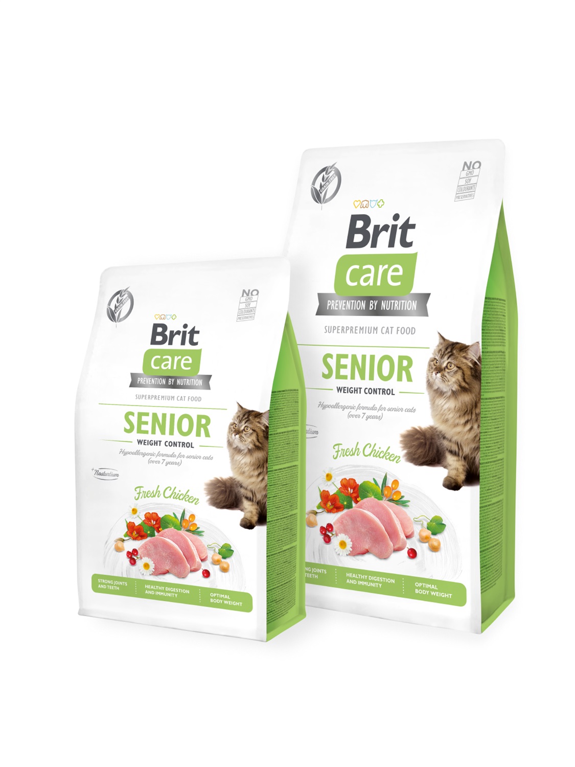 Brit Care Cat Senior Grain Free Weight Control 2 kg - Cibo Secco per Gatti Anziani con Pollo Fresco