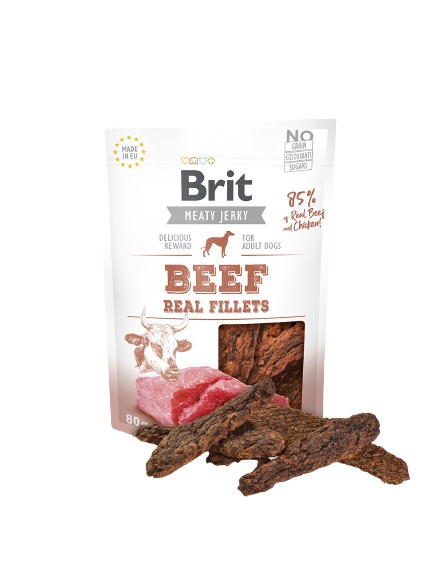 Brit Care Jerky Snack per Cani - Manzo e Filetti di Pollo - 80 g