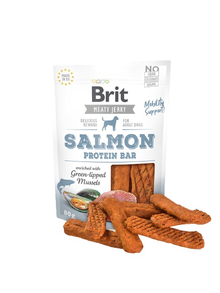 Brit Jerky Protein Bar Salmone 80 g - Snack per Cani Naturale e Ricco di Proteine