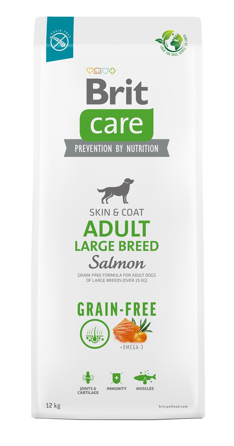 Brit Care Grain Free Adult Large Salmone e Patate - 12 Kg - Crocchette Ipoallergeniche per Cani di Taglia Grande