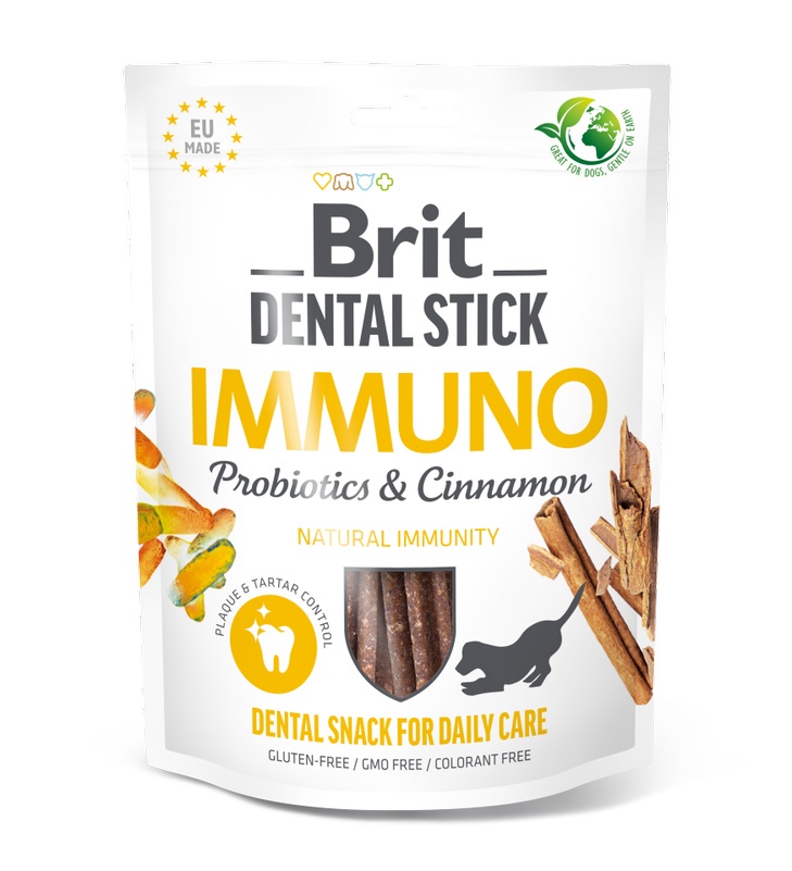 Brit Care Dental Stick Immuno per Cani con Probiotici e Cannella - Snack Dentale 251 g (7 pz)