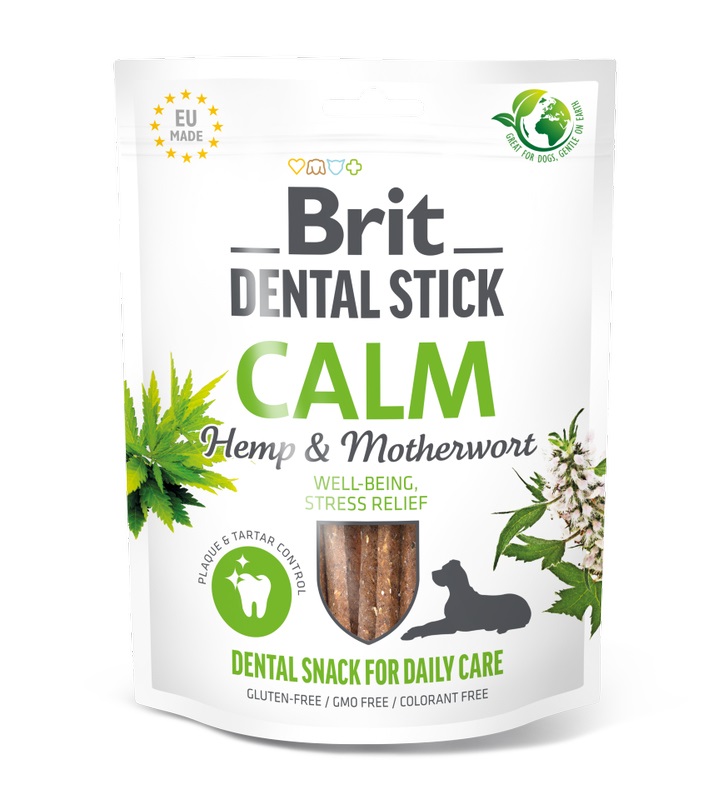 Brit Care Dental Stick Calm per Cani con Canapa e Leonorus Cardiaca - Snack Dentale 251 g (7 pz)