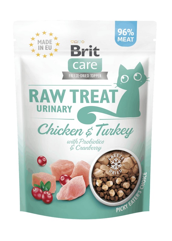BRIT Care Raw Treat Freeze Dried Urinary - Bocconcini liofilizzati di pollo e tacchino con probiotici per gatti adulti, 40 g