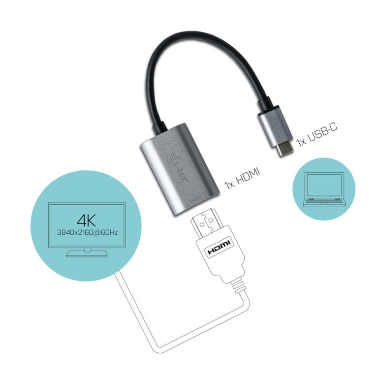 i-tec Metal USB-C HDMI Adapter 4K/60Hz - 0,15 m, USB tipo-C, HDMI Maschio/Femmina, Risoluzione 3840 x 2160 Pixel