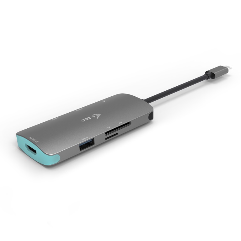 i-tec Nano Docking Station USB-C 4K HDMI - 1x HDMI, 3x USB 3.0, 1x SD/MicroSD, Power Delivery 100 W, Argento/Turchese