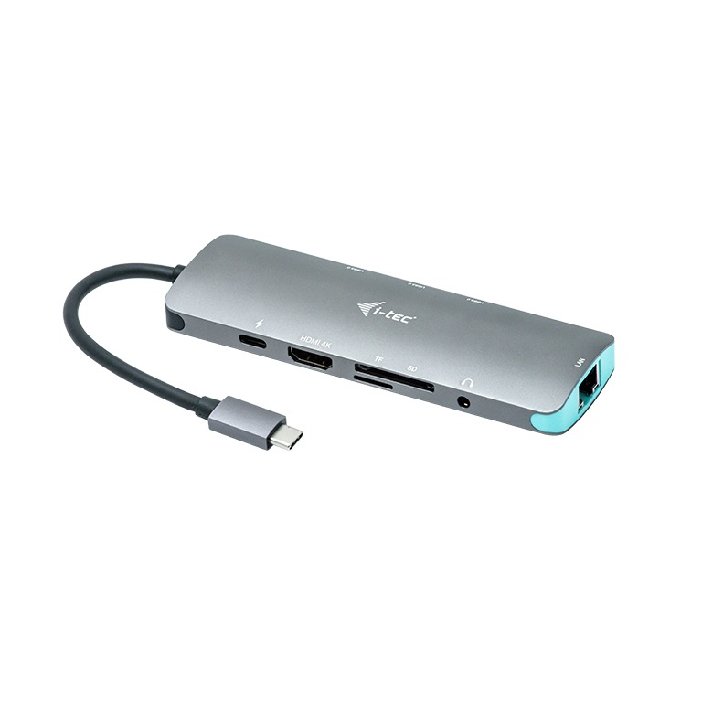 i-tec Metal USB-C Nano Docking Station con 4K HDMI, 1x Ethernet, 3x USB 3.0, 1x SD/MicroSD, Audio e Power Delivery 100 W