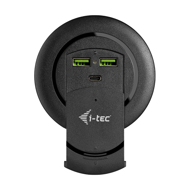 i-tec Built-in Desktop Fast Charger, USB-C PD 3.0 3x USB 3.0 QC3.0, 96 W, Caricabatterie da Tavolo Ergonomico