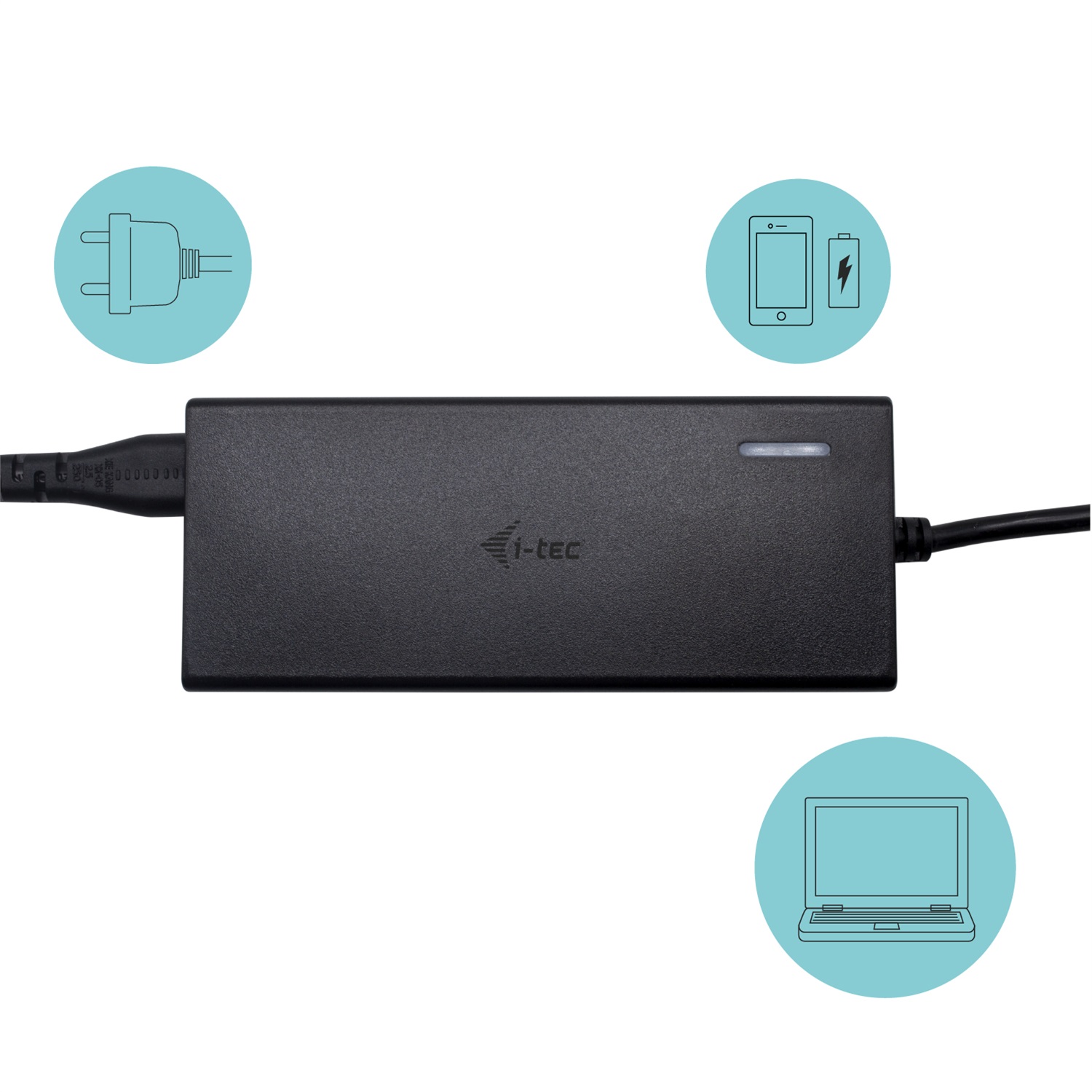 i-tec Universal Charger USB-C PD 3.0 1x USB-A, 77 W, Interno, AC, 20 V, 3,25 A, 1,5 m, Nero