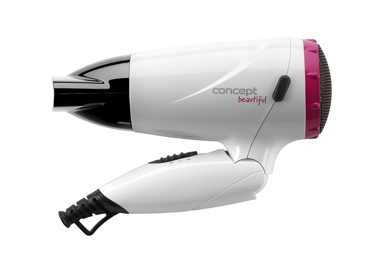 Concept Beautiful VV5740 Asciugacapelli 1500 W Rosa/Bianco con Manico Pieghevole e Diffusore