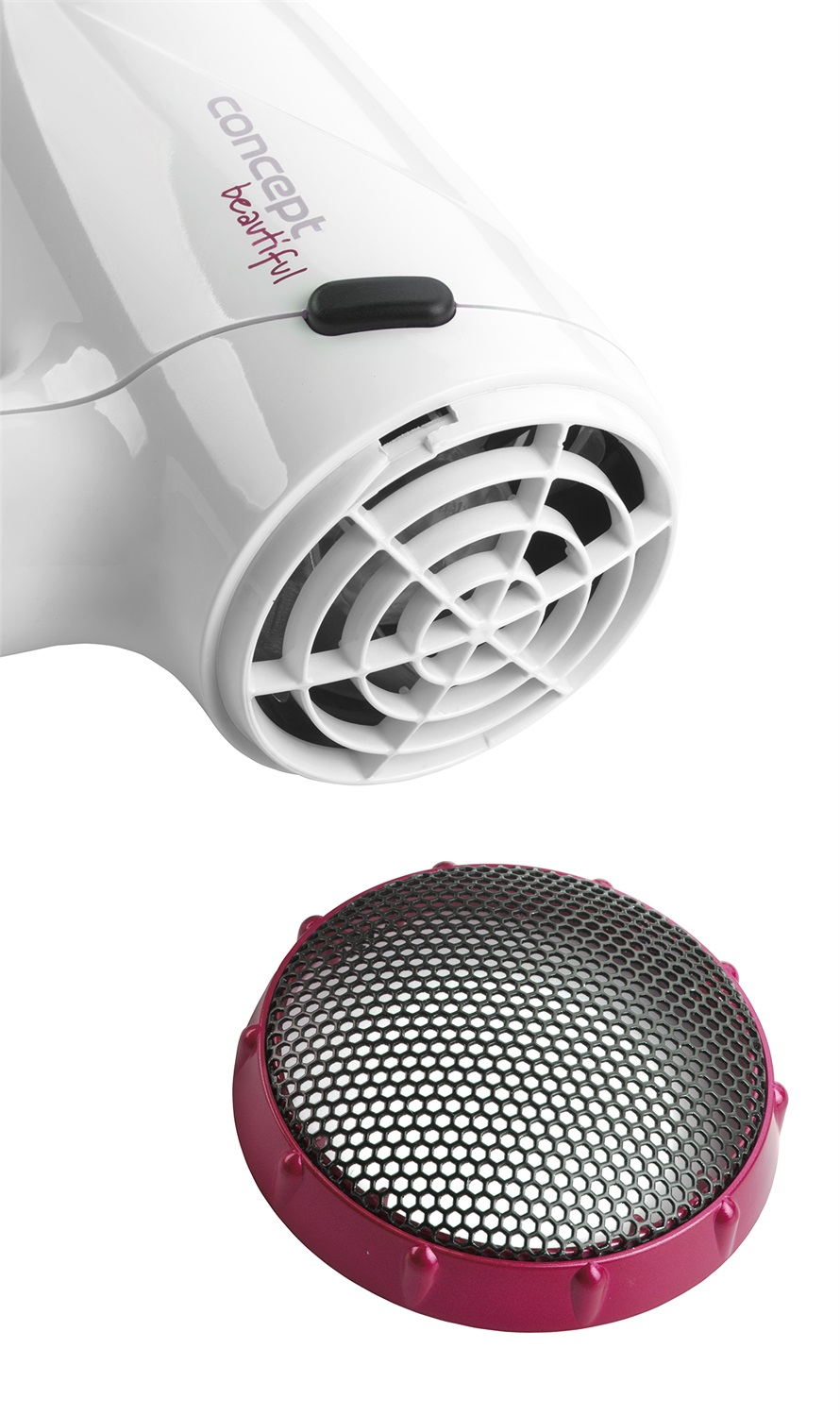 Concept Beautiful VV5740 Asciugacapelli 1500 W Rosa/Bianco con Manico Pieghevole e Diffusore