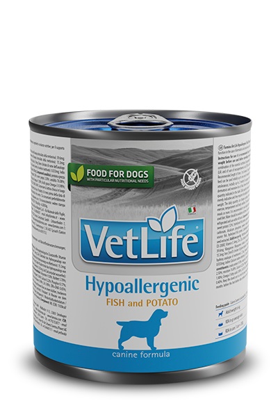 Farmina Vet Life Hypoallergenic Cibo Umido per Cani Pesce e Patate 300 g - Alimento Dietetico Completo per la Riduzione delle Intolleranze Alimentari
