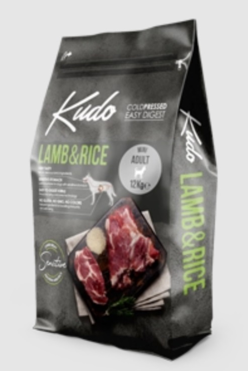 Kudo Low Grain Adult Medium Maxi Agnello e Riso - 12 kg, Crocchette Pressate a Freddo per Cani di Taglia Media e Grande