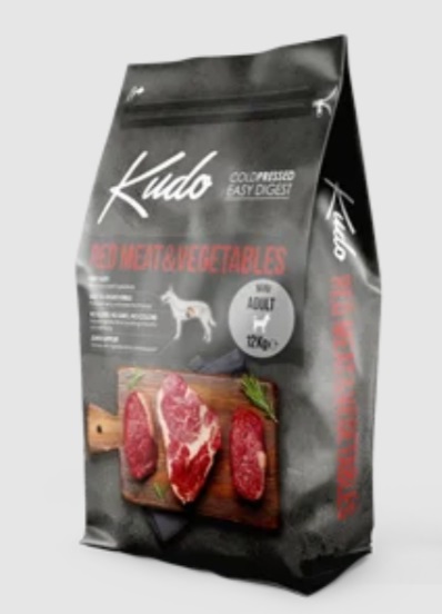 Kudo Carni Rosse Medium Maxi Adult 12 kg - Crocchette Pressate a Freddo per Cani con Manzo, Maiale, Frutta e Verdura