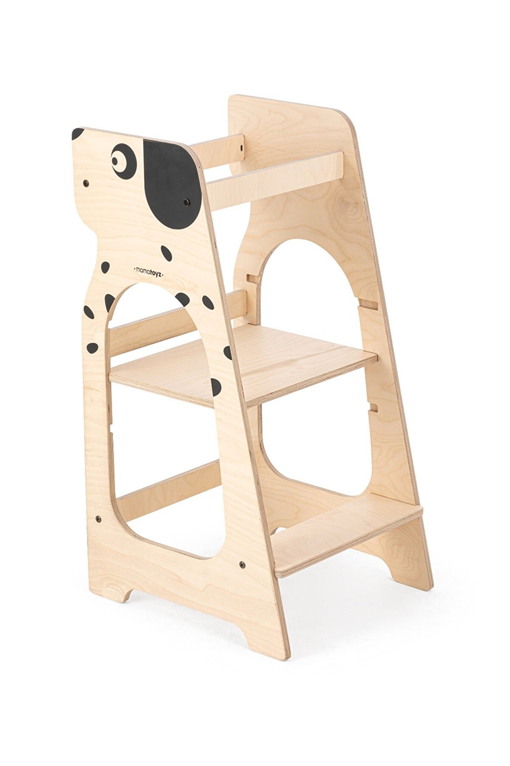 Mamatoyz Torre Montessoriana Kule Cane - Learning Tower in Legno Naturale Multistrato di Betulla con 3 Altezze Regolabili, Sicura e Senza Spigoli