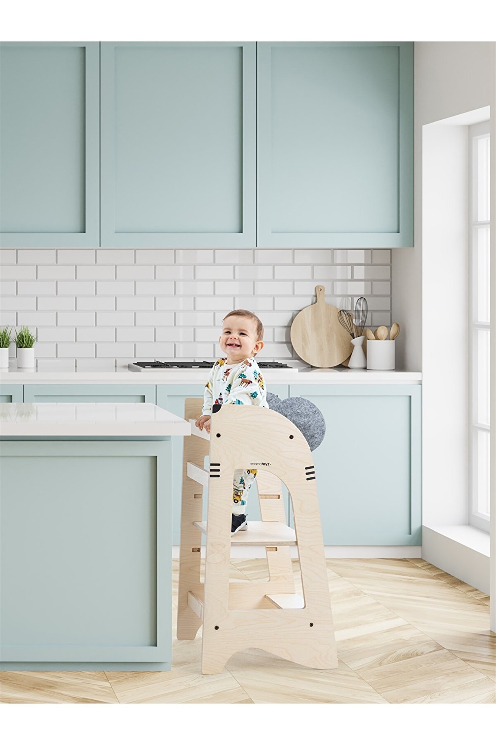 Mamatoyz Torre di Apprendimento Kule Topo in Legno Naturale Multistrato di Betulla - 3 Altezze Regolabili, Sicura e Ideale per Bambini da 12 Mesi a 5 Anni