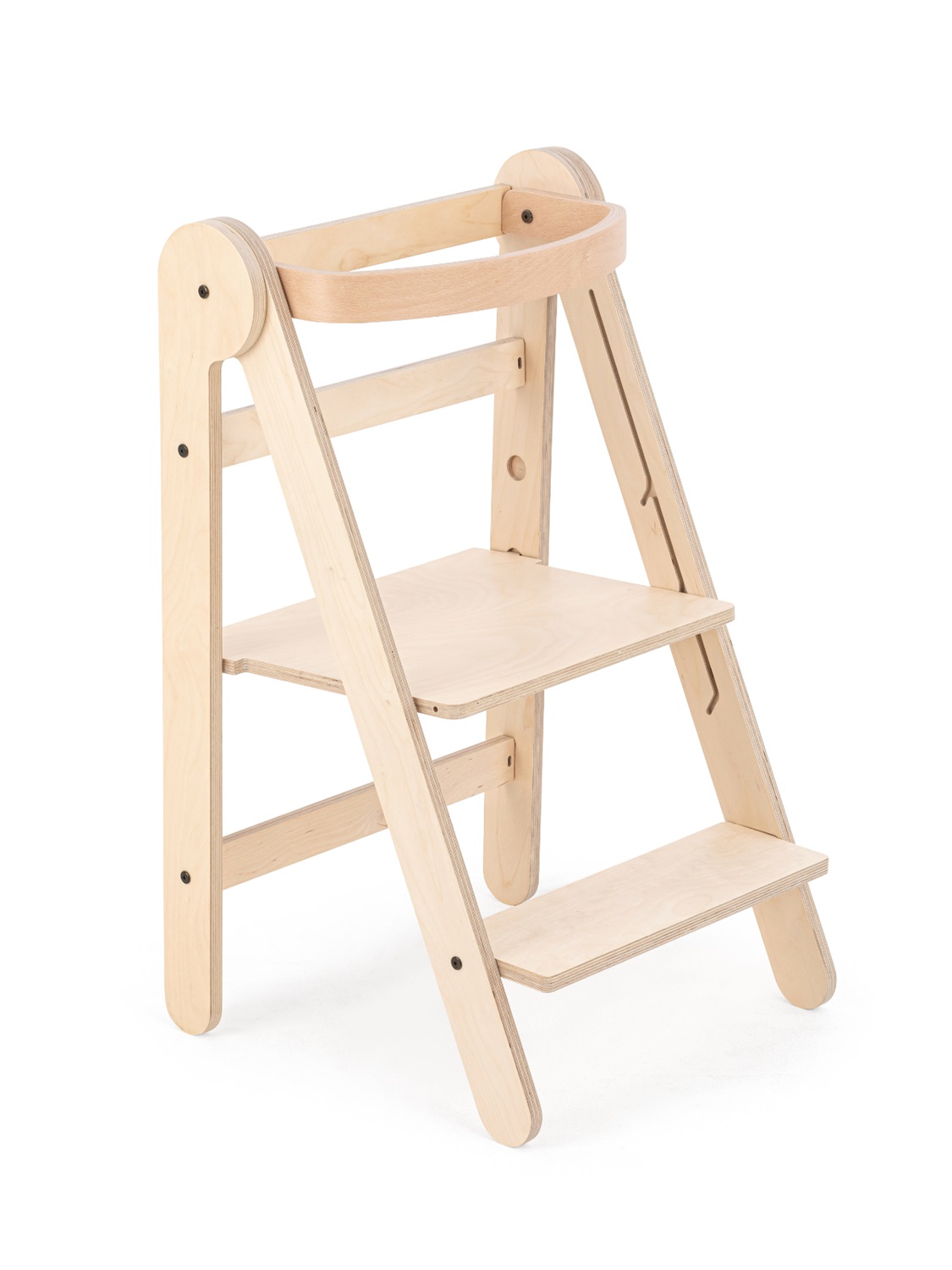 Mamatoyz Torre di Apprendimento Pieghevole in Legno di Betulla - Multiuso, Regolabile in 3 Altezze, Sicura per Bambini da 12 Mesi a 5 Anni