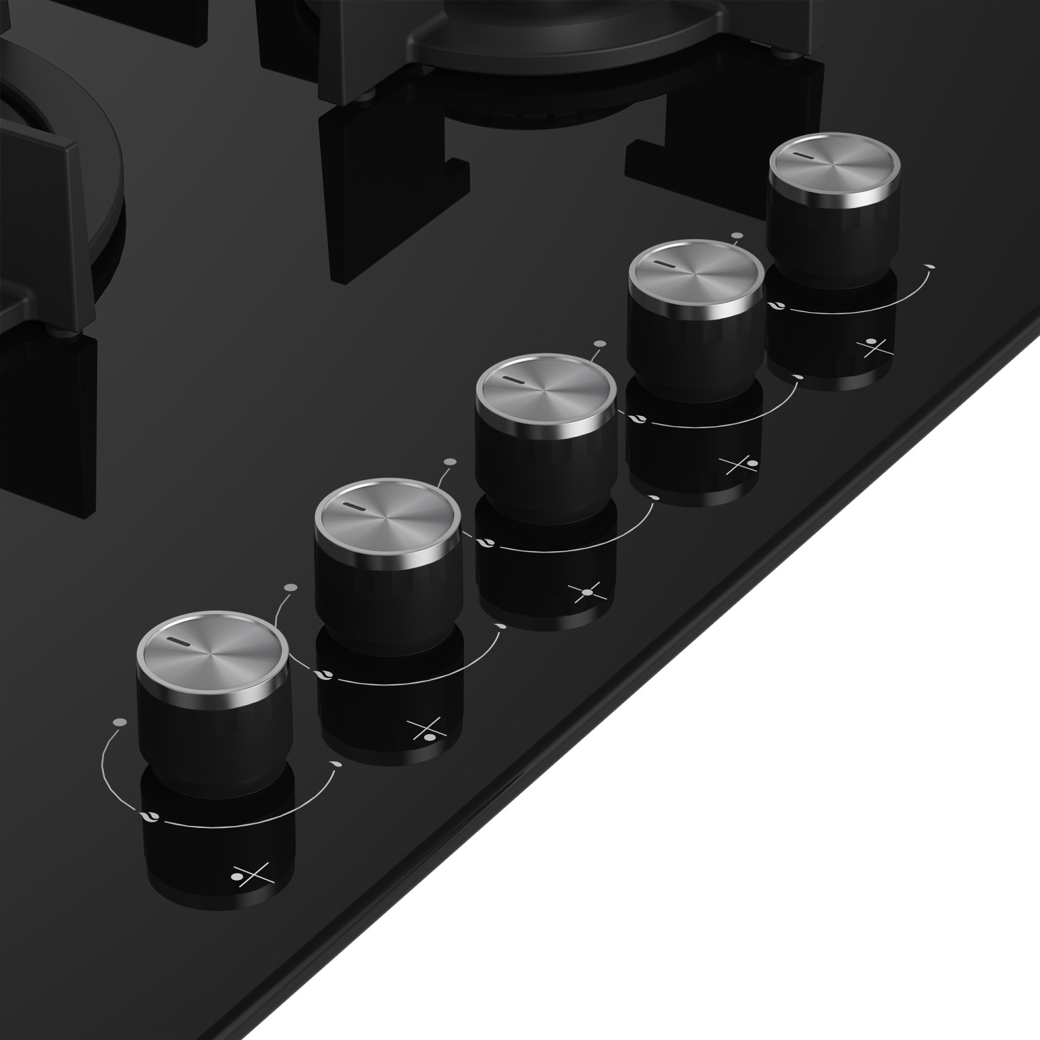 Beko HILW75222S Piano Cottura a Gas 75 cm Nero 5 Fuochi con Bruciatore Wok e Superficie in Vetro