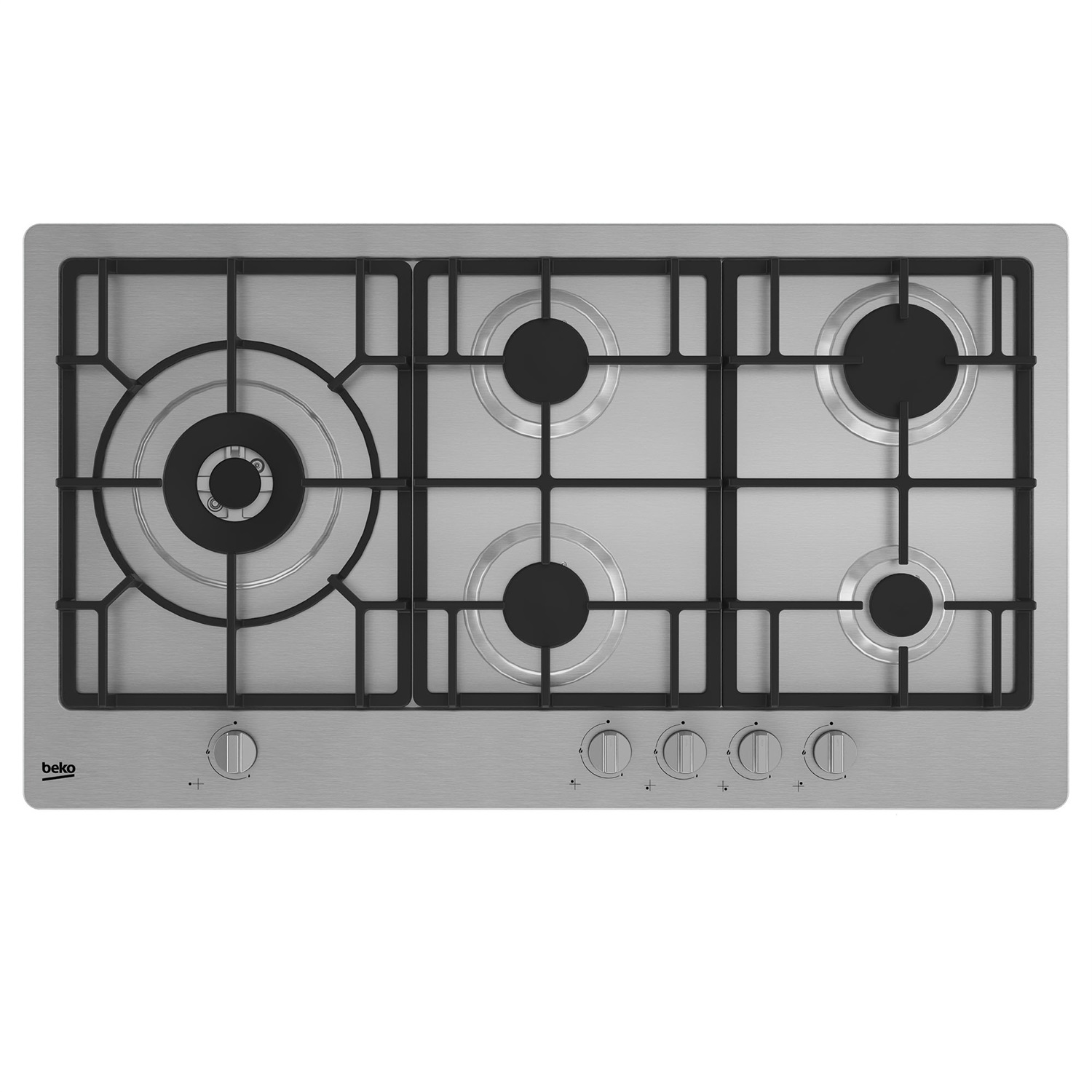 Beko HIML 95225 SXE Piano Cottura da Incasso a Gas 90 cm con 5 Fuochi e Griglie in Ghisa - Acciaio Inox
