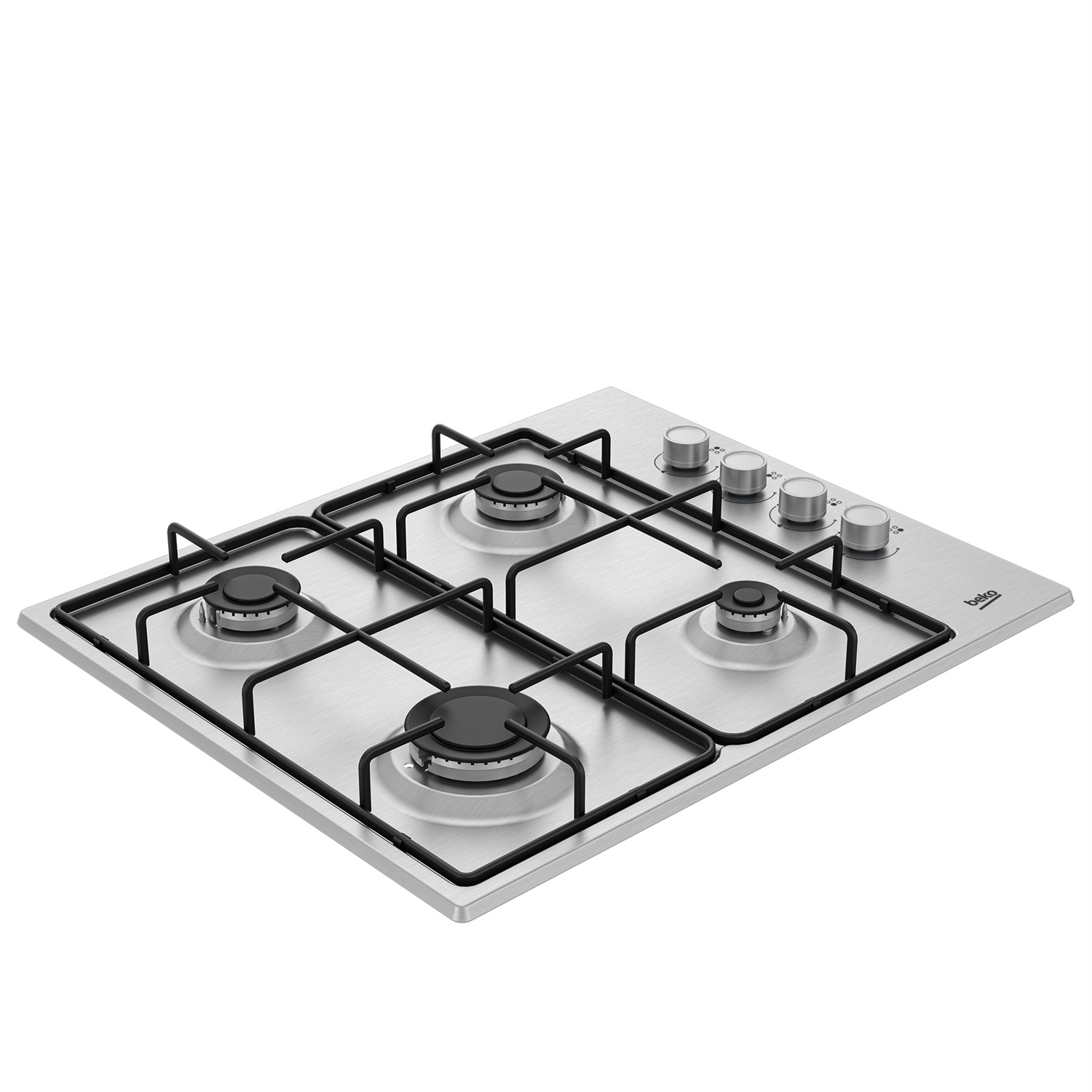 Beko HIGG641C3SX Piano Cottura a Gas 60 cm con 4 Bruciatori, Acciaio Inox, Comandi Laterali, Sicurezza Gas