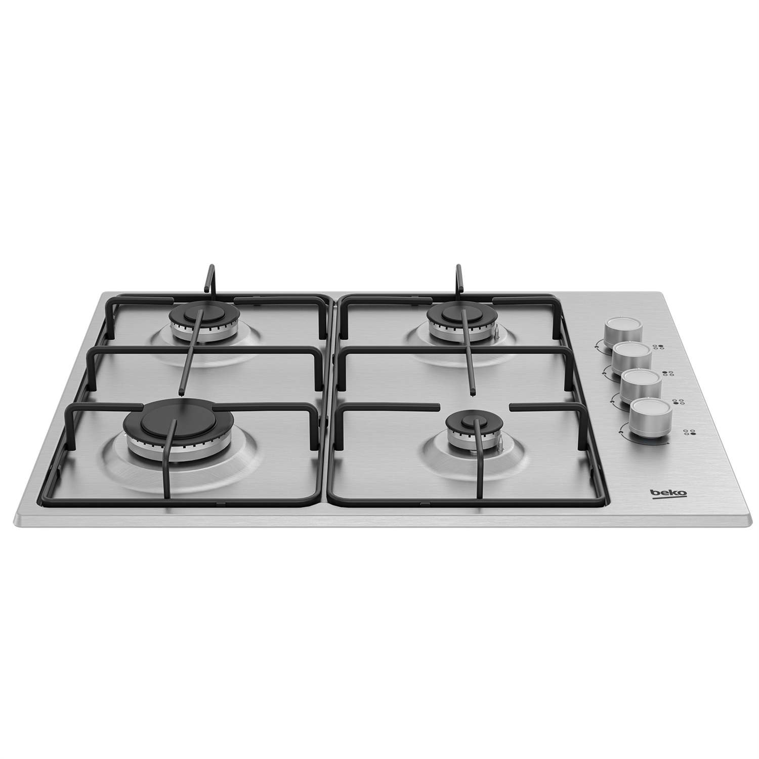 Beko HIGG641C3SX Piano Cottura a Gas 60 cm con 4 Bruciatori, Acciaio Inox, Comandi Laterali, Sicurezza Gas