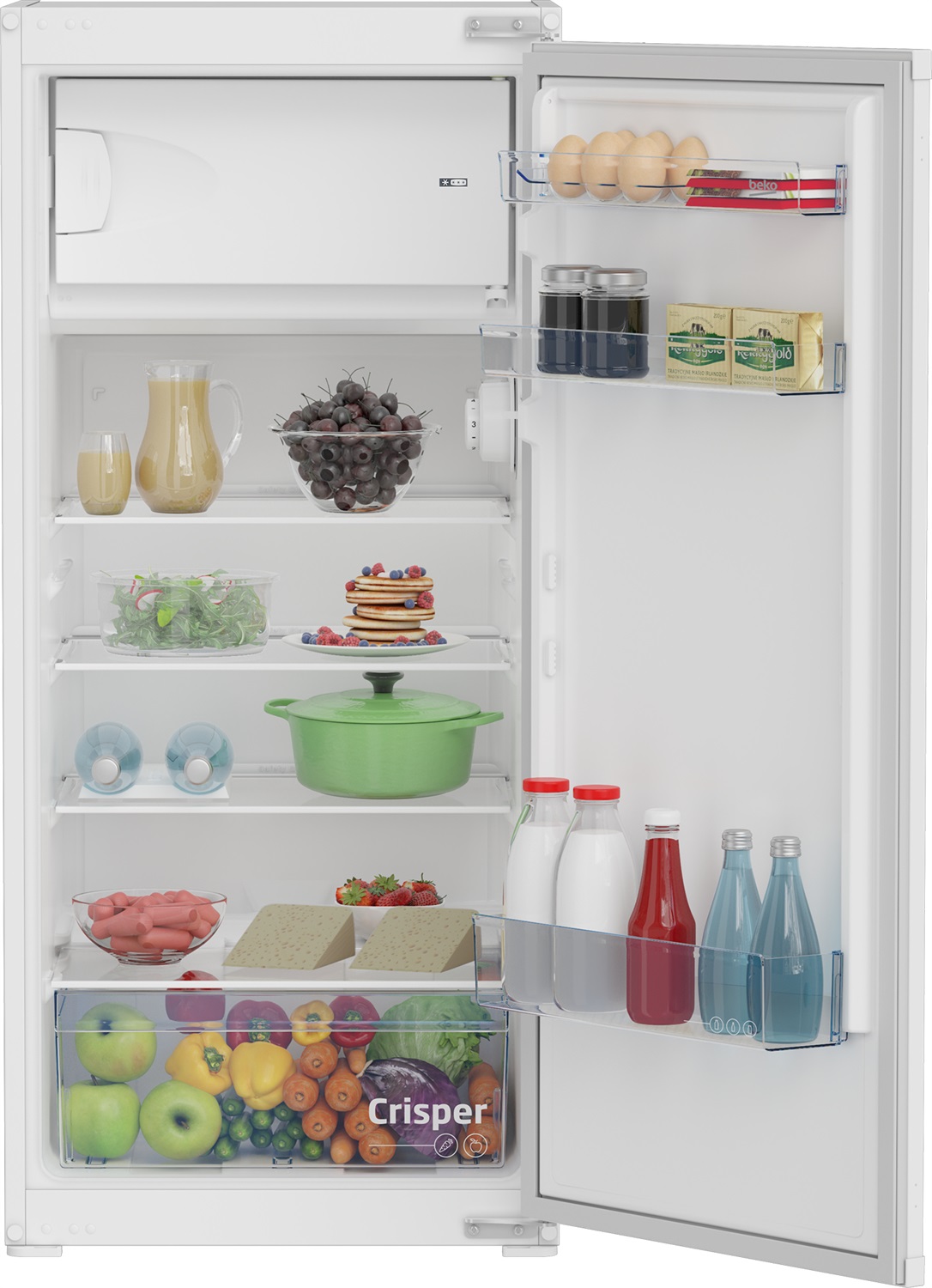 Beko BSSA210K4SN - Frigorifero da Incasso Monoporta con Celletta Freezer, 210 Litri, Classe E, MinFrost® e Illuminazione a LED