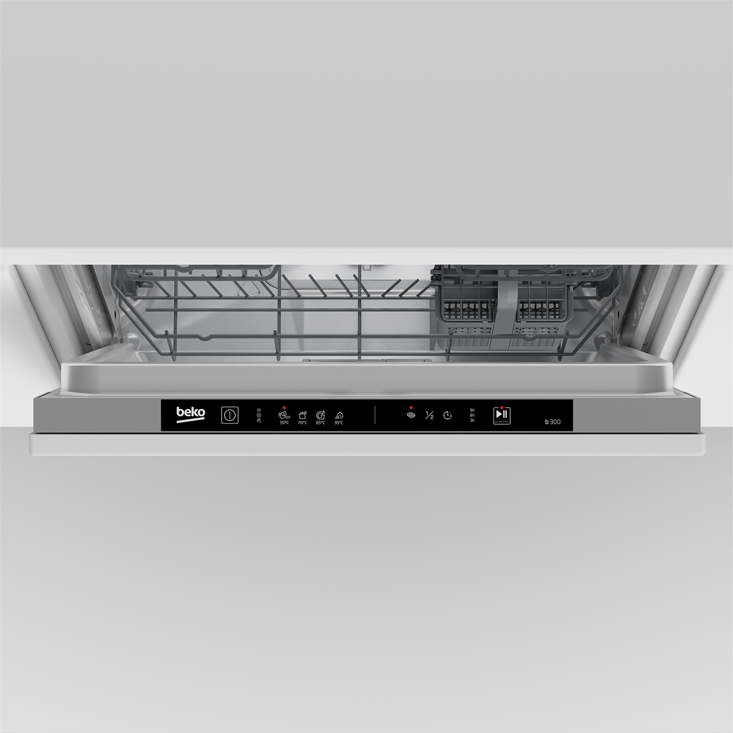 Beko B300 Lavastoviglie a Scomparsa Totale 60 cm, 13 Coperti, Classe D, 49 dBA, 4 Programmi, Display LED
