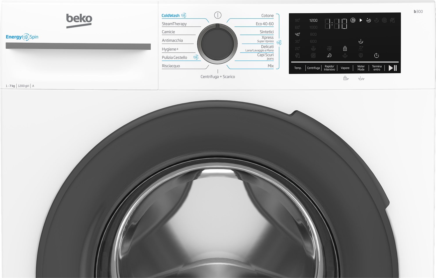 Beko BMWSU4721A: Lavatrice Slim 7Kg Frontale, Classe A, 1200 giri/min, Profondità 49.6 cm, Tecnologia EnergySpin, Vapore