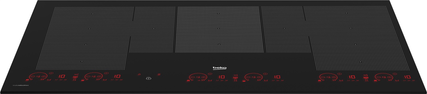 Beko HII98810NT: Piano Cottura a Induzione 90 cm, 11 Zone con 3 Sezioni IndyFlex e 2 Zone Estese, Vetroceramica Nera, Comandi Touch