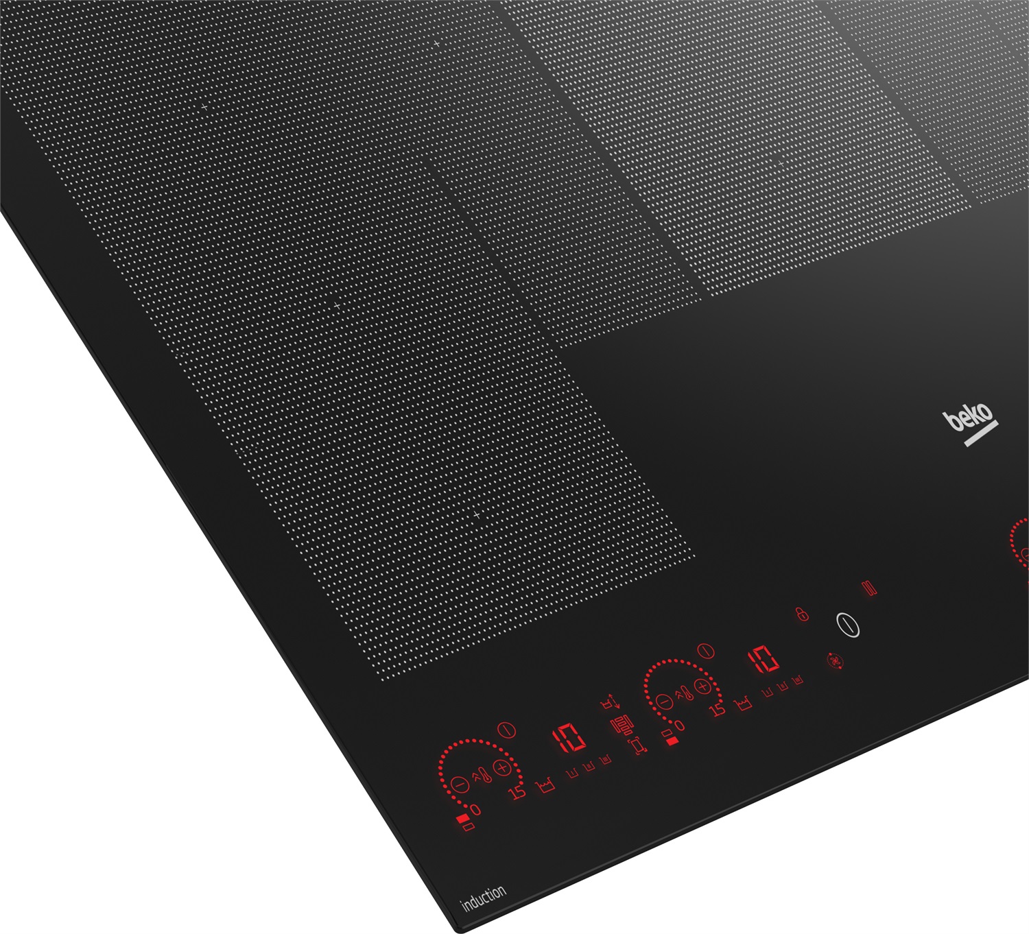 Beko HII98810NT: Piano Cottura a Induzione 90 cm, 11 Zone con 3 Sezioni IndyFlex e 2 Zone Estese, Vetroceramica Nera, Comandi Touch