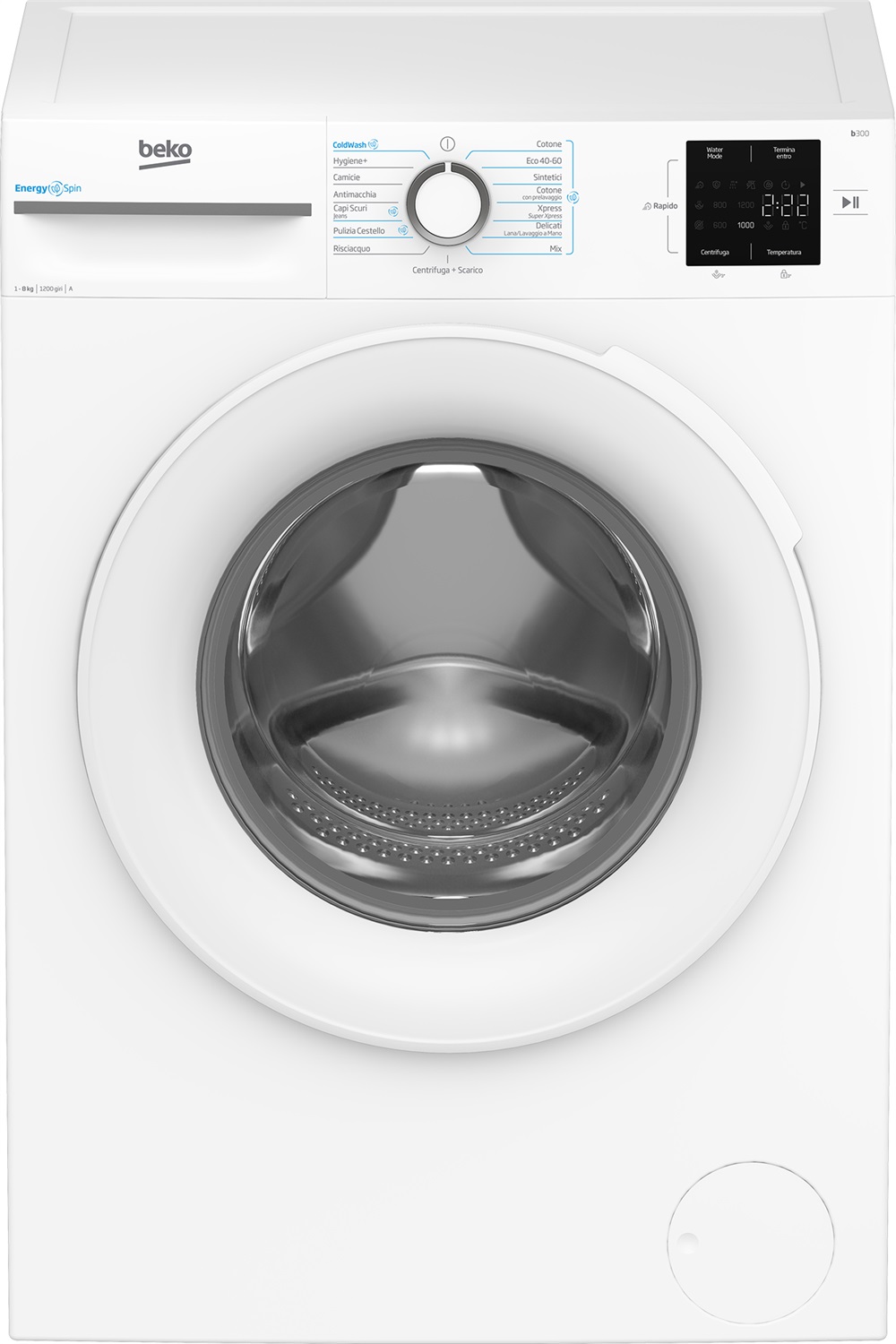 Beko BMWU3821W Lavatrice Caricamento Frontale 8 kg 1200 Giri/min Classe A Inverter Vapore Bianco
