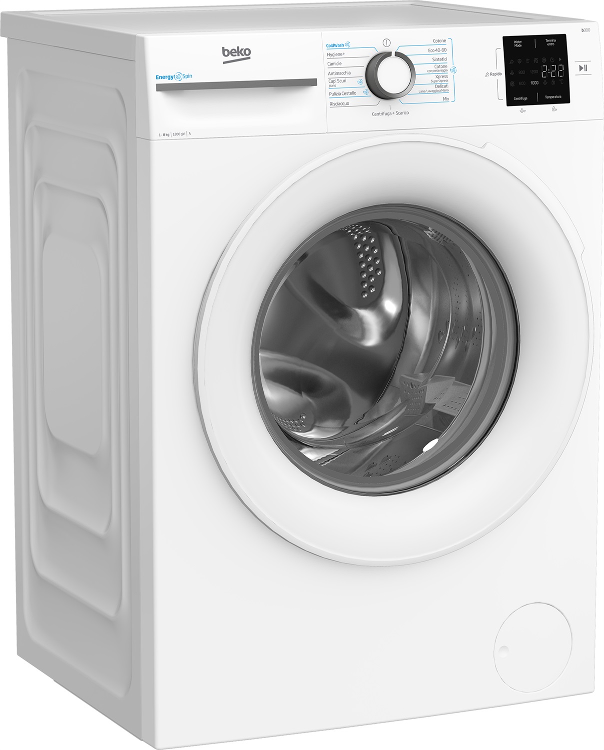 Beko BMWU3821W Lavatrice Caricamento Frontale 8 kg 1200 Giri/min Classe A Inverter Vapore Bianco