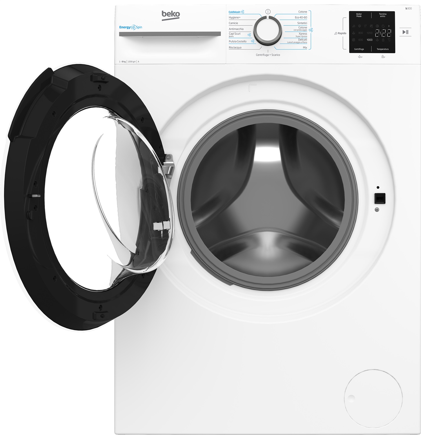 Beko BMWU3821W Lavatrice Caricamento Frontale 8 kg 1200 Giri/min Classe A Inverter Vapore Bianco