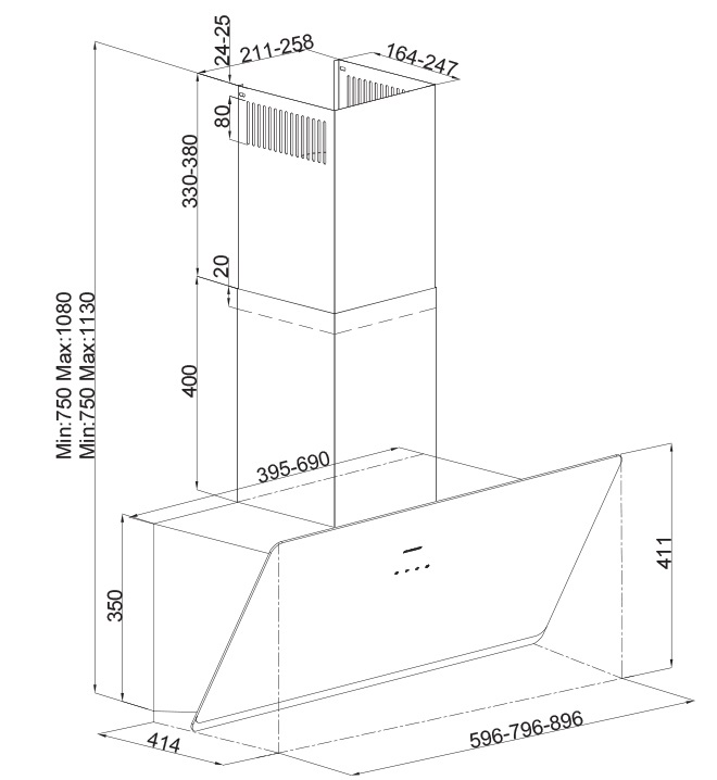 Silverline 3457 SOHO Cappa Aspirante a Parete Bianco 80 cm 648 m³/h Classe A Touch Control LED