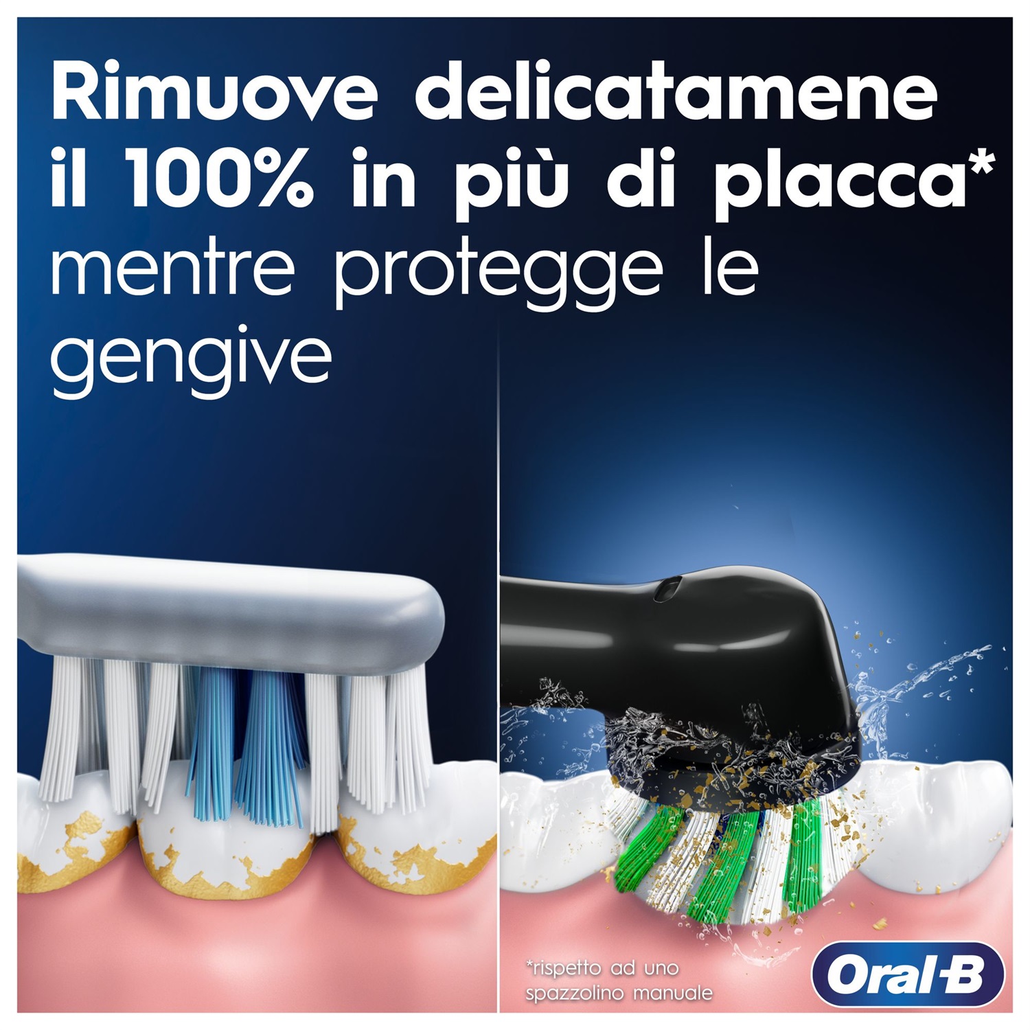 Oral-B Pro 1 Sensitive Clean Spazzolino Elettrico Rotante-Oscillante Blu con 1 Testina di Ricambio - 20000 Movimenti al Minuto, Modalità Sensibile e Sbiancante