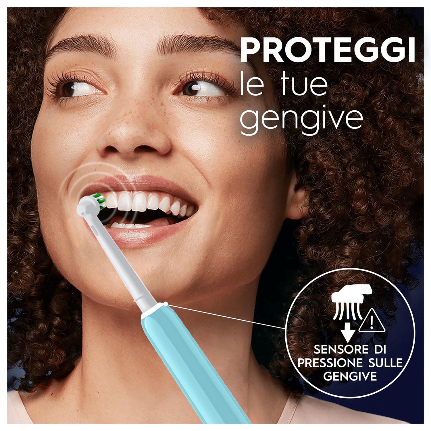 Oral-B Pro 1 Sensitive Clean Spazzolino Elettrico Rotante-Oscillante Blu con 1 Testina di Ricambio - 20000 Movimenti al Minuto, Modalità Sensibile e Sbiancante