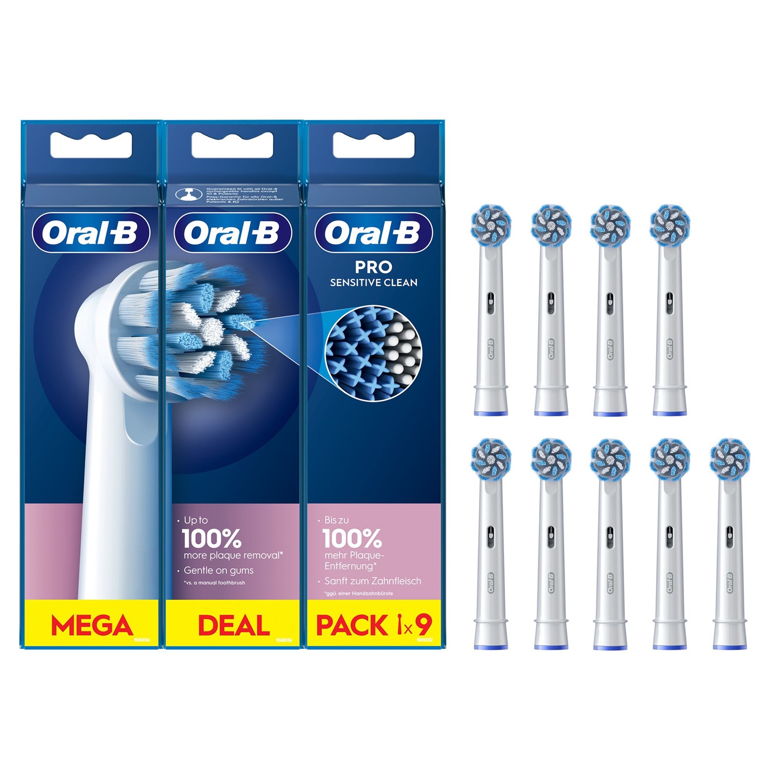 Oral-B Pro Sensitive Clean - Testine Di Ricambio Ultra-Morbide, Confezione Da 9 Testine, Bianco