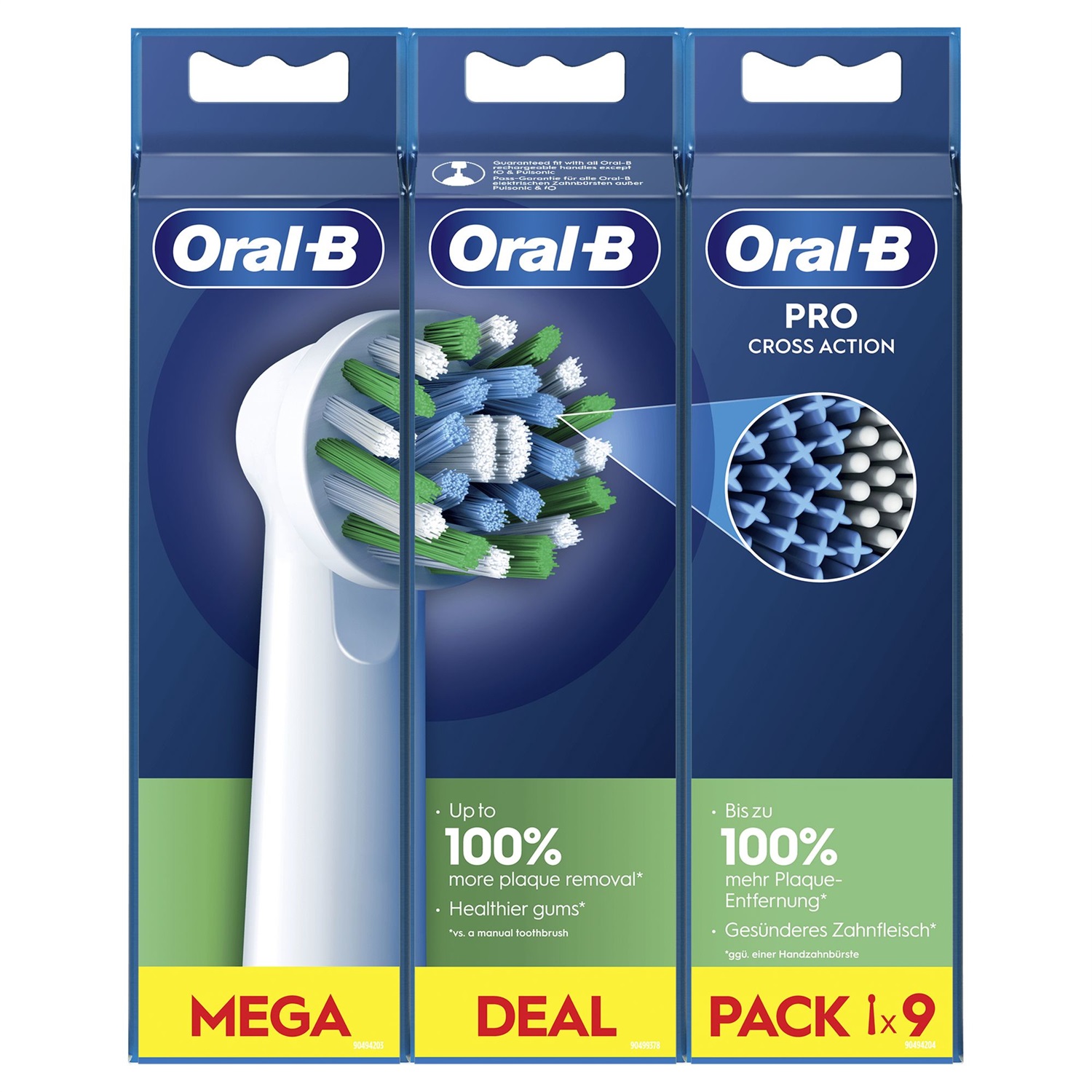 Oral-B Pro Cross Action Testine di Ricambio 9 pz Bianco con Tecnologia CleanMaximiser