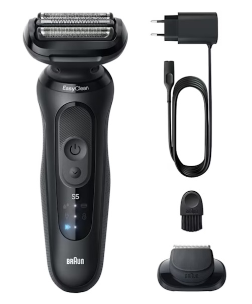 Braun Series 5 52-N1200S Rasoio Elettrico Nero Wet & Dry con Testina a 3 Elementi e Autonomia di 50 Minuti