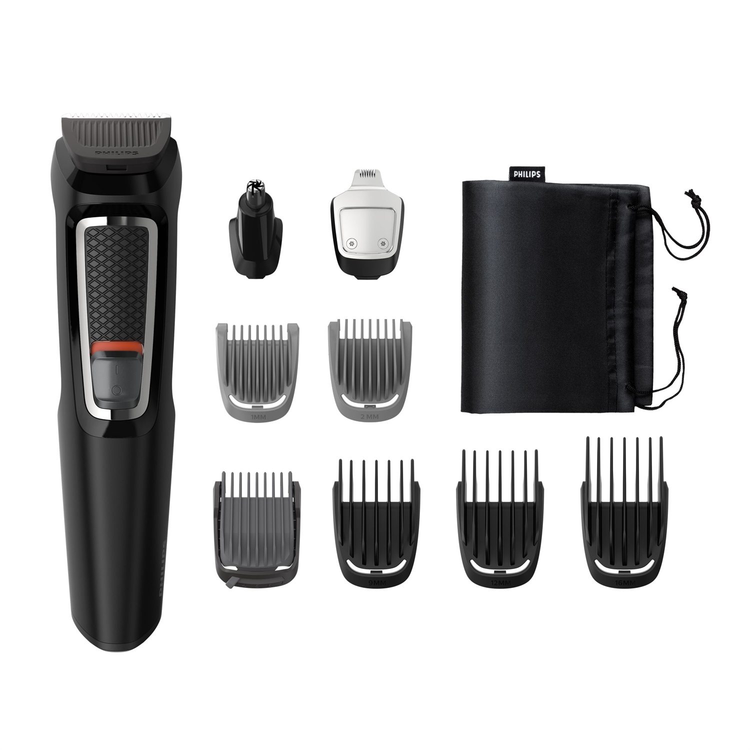 Philips MULTIGROOM Series 3000 Rasoio Rifinitore All-in-One 9 in 1 con 9 Accessori per Barba, Capelli, Naso e Orecchie - Nero, Lama in Acciaio Inossidabile, Ricaricabile e Lavabile
