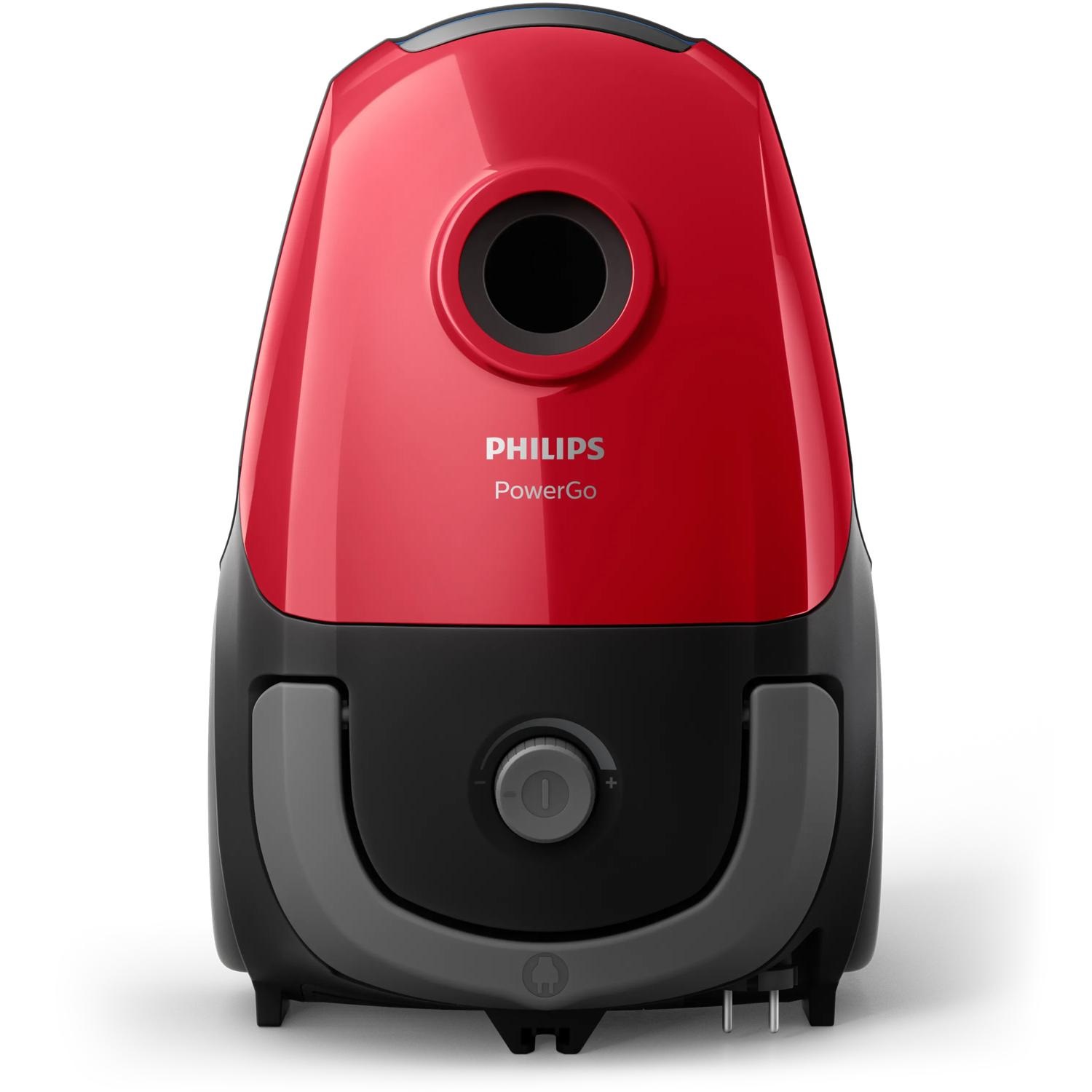 Philips 2000 Series FC8243/09 Aspirapolvere a Traino 750 W, Sacchetto per Polvere, Capacità 3 L, Filtro per Allergia, Colore Nero/Rosso
