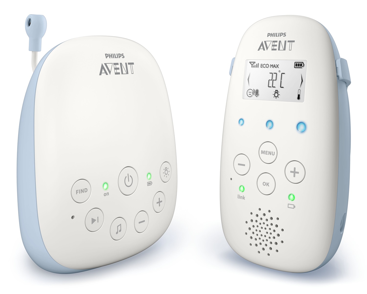 Philips AVENT SCD715/26 Baby Monitor Audio DECT con Sensore di Temperatura, Luce Notturna e Ninne Nanne